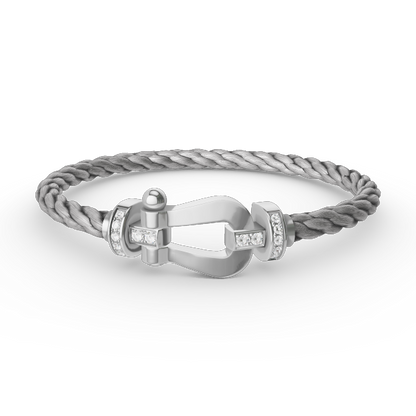 [Lucas Jewelry]FORCE LARGE HORSESHOE HALF DIAMOND BRACELET SILVER