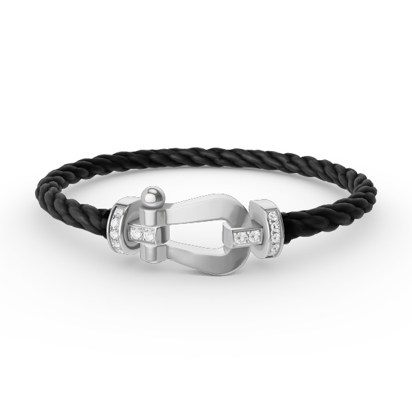 [Lucas Jewelry]FORCE LARGE HORSESHOE HALF DIAMOND BRACELET SILVER