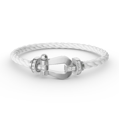 [Lucas Jewelry]FORCE LARGE HORSESHOE HALF DIAMOND BRACELET SILVER