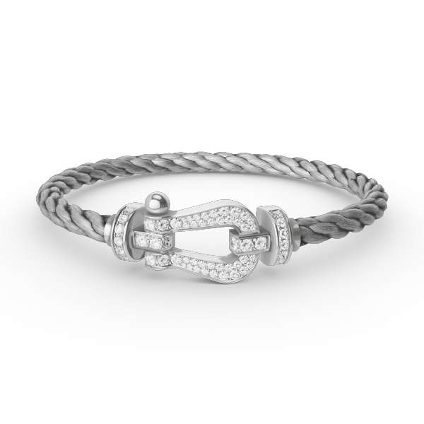 [Lucas Jewelry]FORCE LARGE HORSESHOE FULL DIAMOND BRACELET SILVER