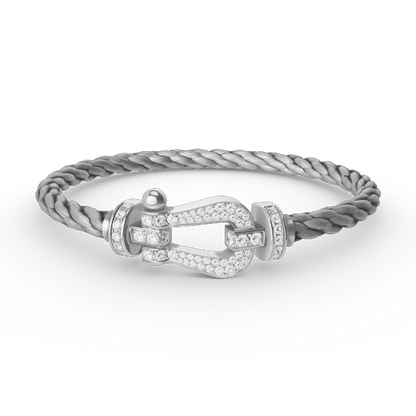 [Lucas Jewelry]FORCE LARGE HORSESHOE FULL DIAMOND BRACELET SILVER