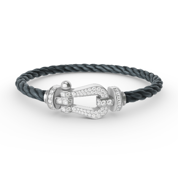 [Lucas Jewelry]FORCE LARGE HORSESHOE FULL DIAMOND BRACELET SILVER