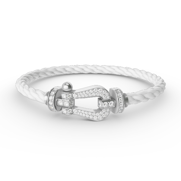 [Lucas Jewelry]FORCE LARGE HORSESHOE FULL DIAMOND BRACELET SILVER