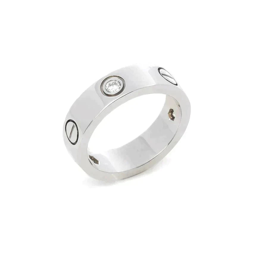 [Lucas Jewelry]LOVE RING 5.5MM 3 DIAMONDS SILVER