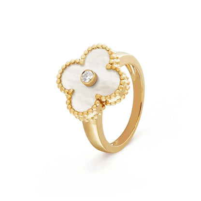 [Lucas Jewelry]CLOVER PINK MOP RING GOLD DIAMOND