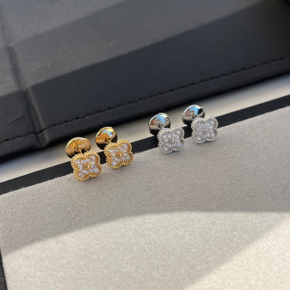 [Lucas Jewelry]CLOVER MINI DIAMOND STUD EARRINGS